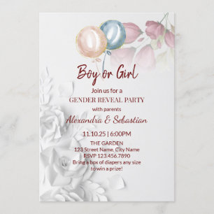 Invitation Aquarelle Fleurs Révélation de genre