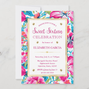 Invitation Aquarelle Fleurs Tropicales Lumineuses Prépa Fête 