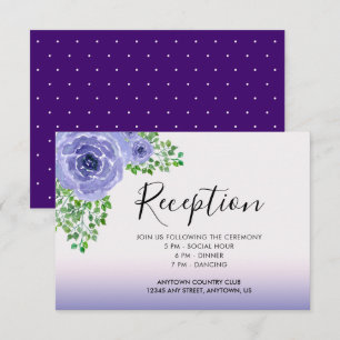 Invitation Aquarelle Fleurs violettes et Réception verdoyante