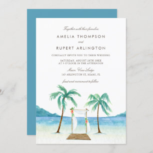 Invitation Aquarelle Floral Arbor Plage tropicale Mariage