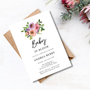 Invitation Aquarelle Floral Baby in Bloom Baby shower