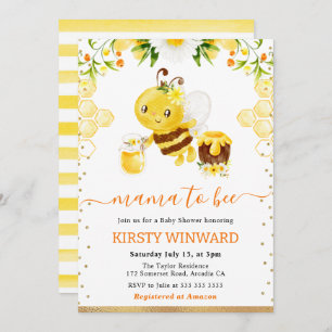 Invitation Aquarelle Floral Bee Baby shower