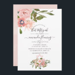 Invitation Aquarelle floral Blush et Rose Bat mitzvah or<br><div class="desc">Invitation à bat mitzvah floral rose et or rose tendance avec élégante typographie à écriture manuscrite personnalisable selon vos spécificités d'événement.</div>