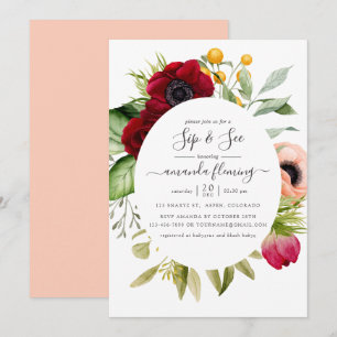 Invitation Aquarelle floral bohème Sip and See