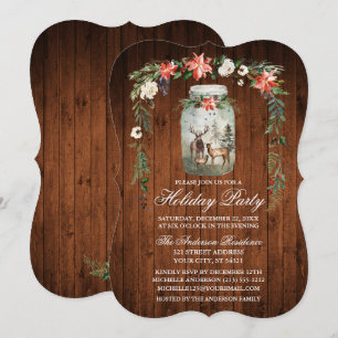Invitation Aquarelle Floral Bois Mason Jar Fête