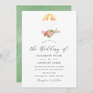 Invitation Aquarelle Floral Bouquet Parachute Mariage