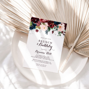 Invitation Aquarelle Floral Brunch et Fête des mariées Bubbly