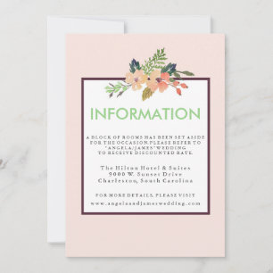 Invitation Aquarelle Floral Corner Information du Mariage