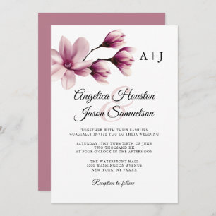 Invitation Aquarelle Floral Dusty Mauve Rose Taupe Mariage