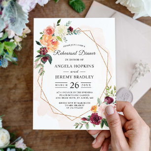Invitation Aquarelle Floral Élégant Dîner De Répétition Chic