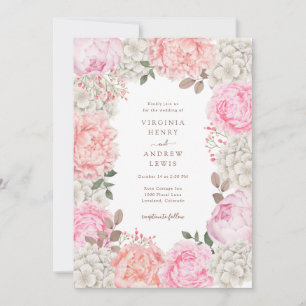 Invitation Aquarelle Floral Élégant Mariage de jardin