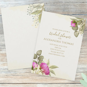 Invitation Aquarelle Floral Elegant Peony Fête des mariées
