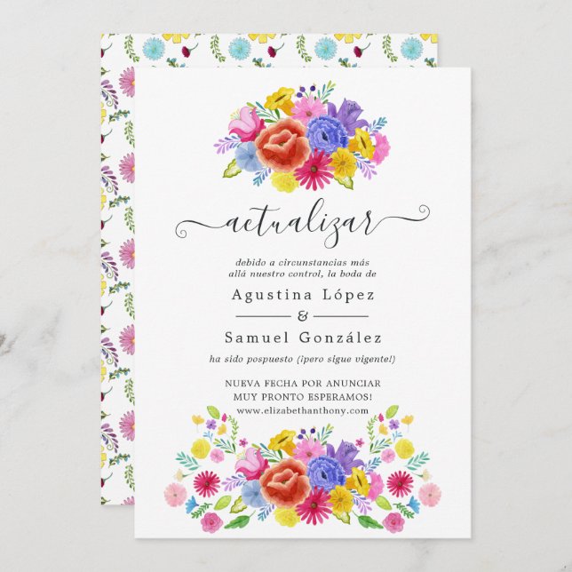 Invitation Aquarelle Floral espagnol Fiesta Mariage mise à jo (Devant / Derrière)