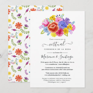 Invitation Aquarelle Floral Espagnol Fiesta Mariage virtuel