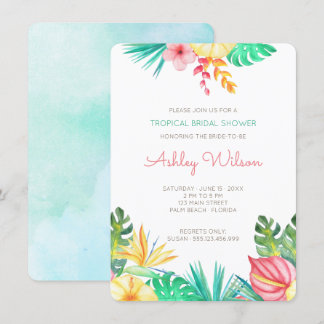 Invitation Aquarelle Floral Fête des mariées tropicale Invita