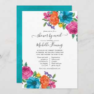 Invitation Aquarelle Floral Fiesta Baby shower par courrier