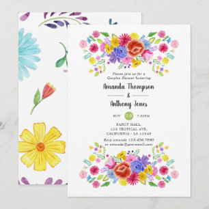 Invitation Aquarelle Floral Fiesta Couples Douche