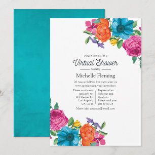 Invitation Aquarelle Floral Fiesta Douche virtuelle