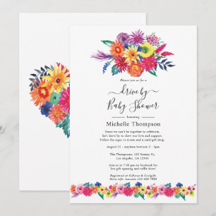 Invitation Aquarelle Floral Fiesta Drive Par Douche