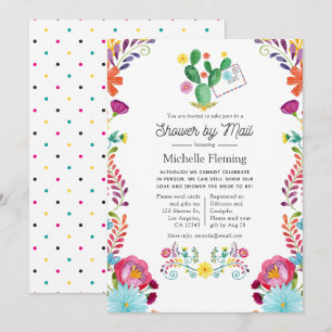 Invitation Aquarelle Floral Fiesta Fête des mariées par courr