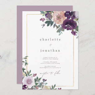 Invitation Aquarelle Floral Folial Mariage moderne