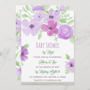 Invitation Aquarelle Floral Girl's Baby shower par Mail