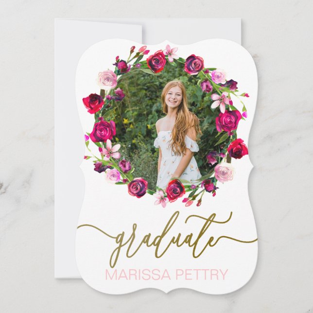 Invitation Aquarelle Floral Grad Faire-part, graduation (Devant)