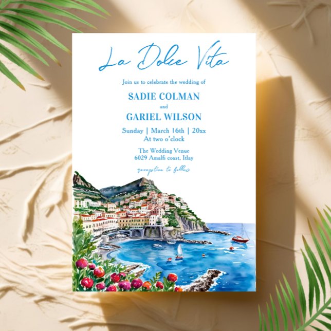 Invitation Aquarelle Floral italien Mariage de la côte amalfi (Créateur téléchargé)
