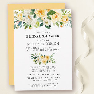 Invitation Aquarelle Floral Jaune Fête des mariées élégant