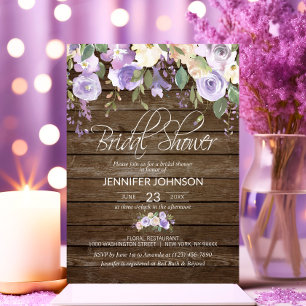 Invitation Aquarelle Floral Lavande Fête des mariées rustique