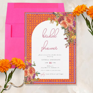 Invitation Aquarelle Floral Magenta Fuchsia Fête des mariées