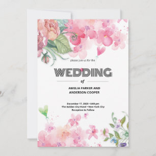 Invitation Aquarelle Floral Mariage