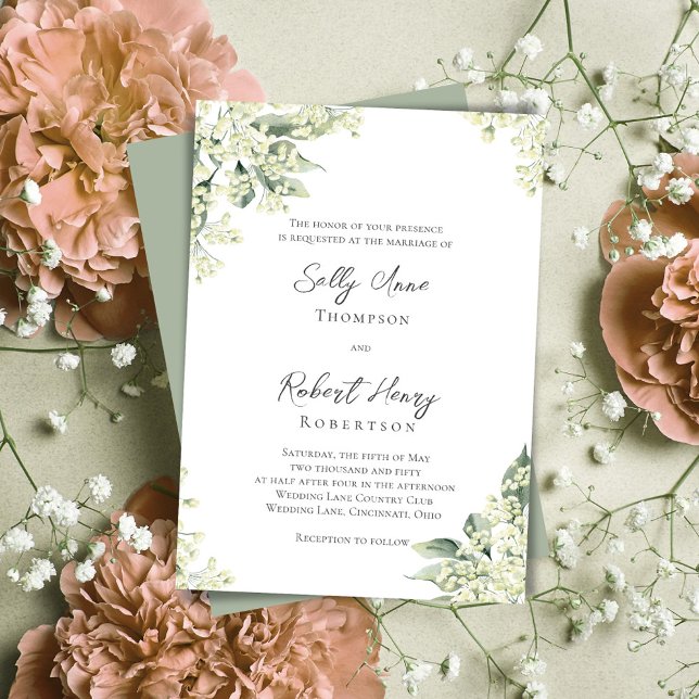 Invitation Aquarelle Floral Mariage (Wedding beautiful peach floral invitations.)