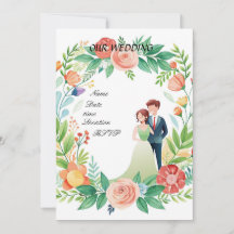 Aquarelle Floral Mariage Couple - Jardin romantiqu