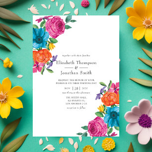Invitation Aquarelle Floral Mariage Fiesta