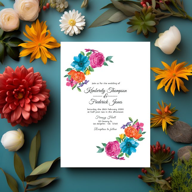 Invitation Aquarelle Floral Mariage Fiesta (Fiesta Wedding)