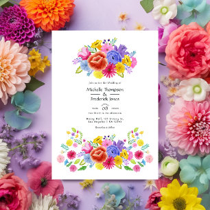 Invitation Aquarelle Floral Mariage Fiesta