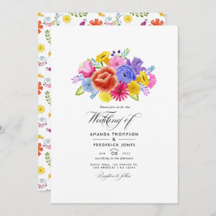 Invitation Aquarelle Floral Mariage Fiesta