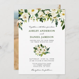 Invitation Aquarelle Floral Mariage photo vert