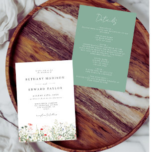 Invitation Aquarelle Floral Mariage Tout en un