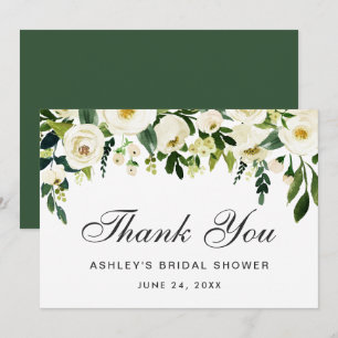 Invitation Aquarelle Floral Merci de Fête des mariées vert