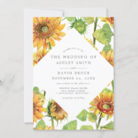 Aquarelle Floral Motif Mariage de tournesol