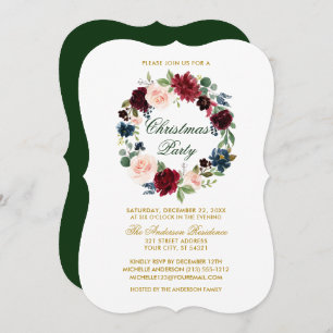 Invitation Aquarelle Floral Noël Party Bracket G