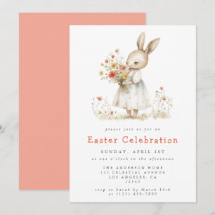 Invitation Aquarelle Floral Pâques