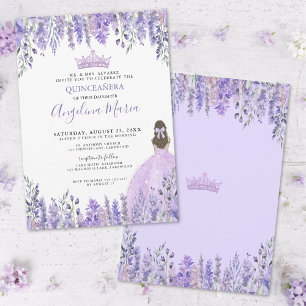 Invitation Aquarelle Floral Purple Quinceañera