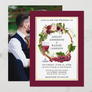 Invitation Aquarelle Floral Raisins Mariage photo Wreath