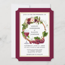 Aquarelle Floral Raisins Wreath Mariage Bourgogne