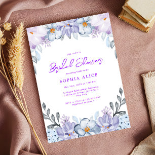 Invitation Aquarelle Floral Romantique Violet Fête des mariée