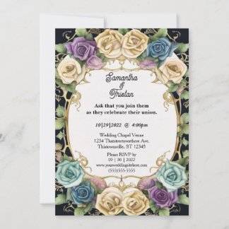 Invitation Aquarelle Floral Rose Jardin Mariage élégant