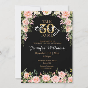 Invitation aquarelle floral rose poudré 30ème anniversaire no
